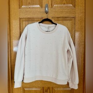 NWT Hem & Thread Sweatshirt with Pearl Accents M